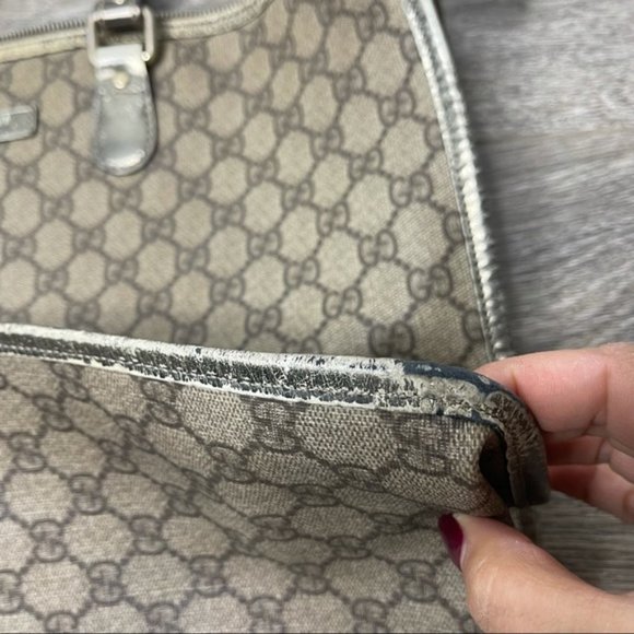 RARE! GUCCI GG Joy Supreme Portfolio Shoulder Bag Guccissima Coated Metallic - Picture 11 of 16
